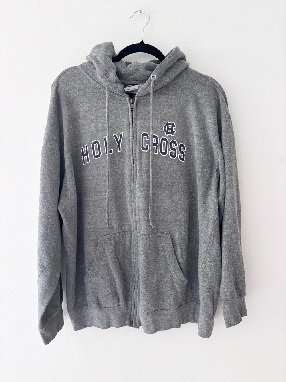 Holy Cross Crusaders men’s grey hoodie sweatshirt collegiate vintage retro large